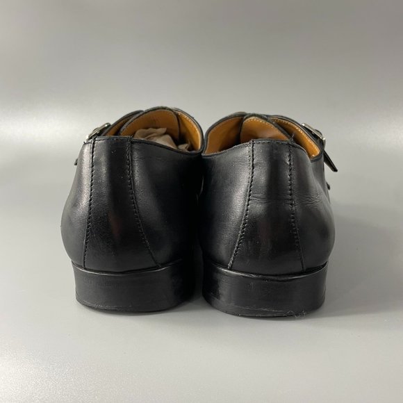 LUCIANA MEN'S BLACK DOUBLE BUCKLE DRESS SHOES, SIZE 42 - Picture 6 of 14